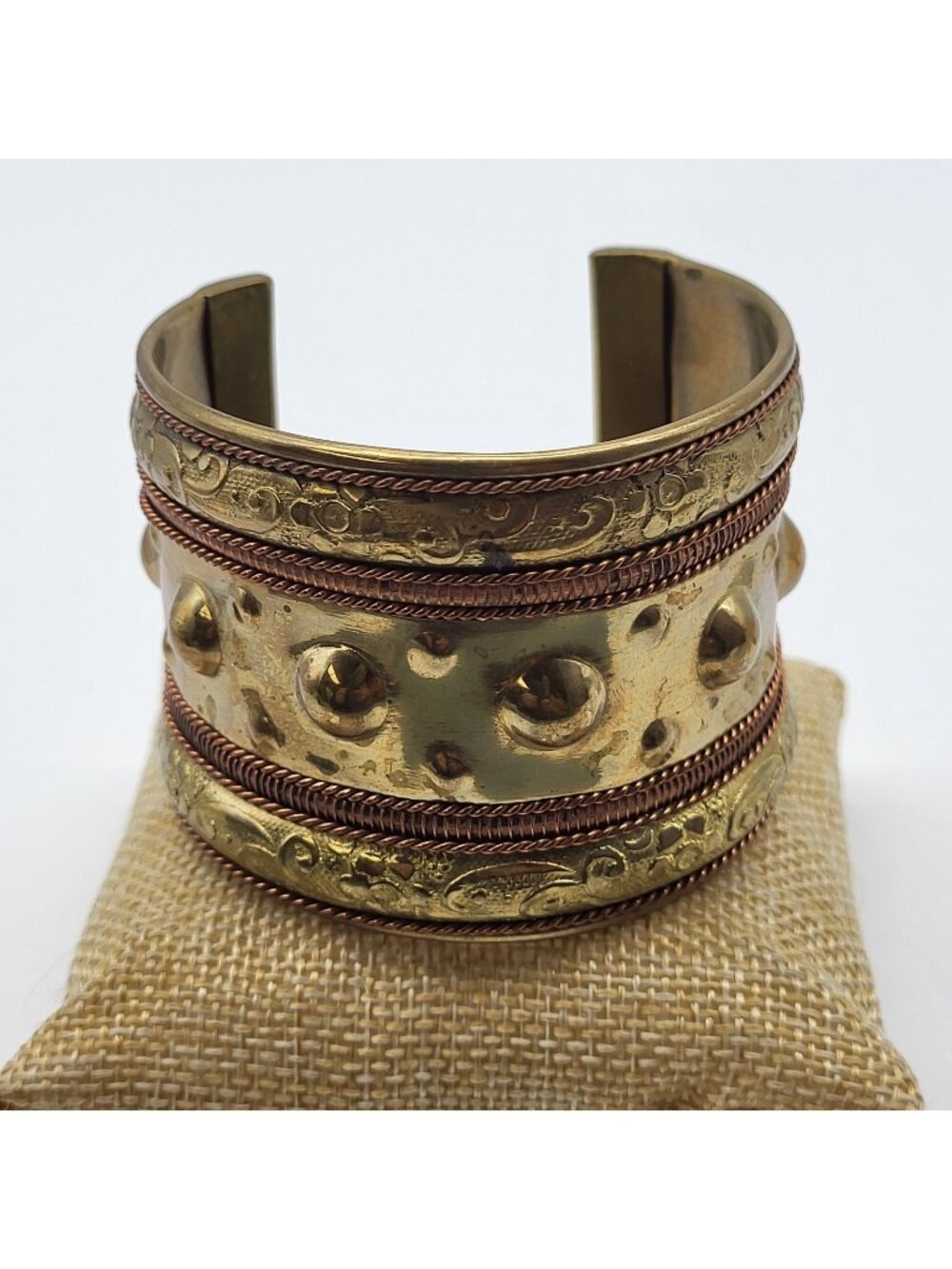 Fab Boho Wide Mixed Metals Bangle bracelet brass copper festival